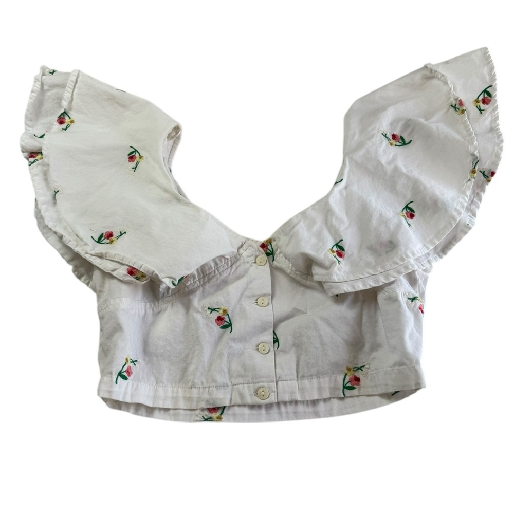 Topshop White Floral Embroidered Top